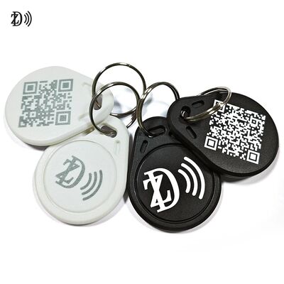 Logo imperméable à l'eau/Code QR personnalisé ABS Keyfob MIFARE Classic EV1 RFID ABS Chaîne de clés pour contrôle d'accès à la porte