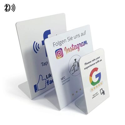 Support de menu NFC personnalisé avec logo, stand pour avis sur les réseaux sociaux, carte d'avis Google NFC NTAG213 PVC