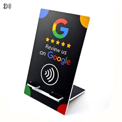 Support de menu NFC personnalisé avec logo, stand pour avis sur les réseaux sociaux, carte d'avis Google NFC NTAG213 PVC