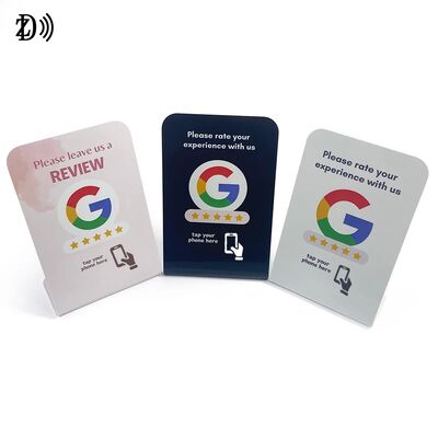 Support de menu NFC personnalisé avec logo, stand pour avis sur les réseaux sociaux, carte d'avis Google NFC NTAG213 PVC